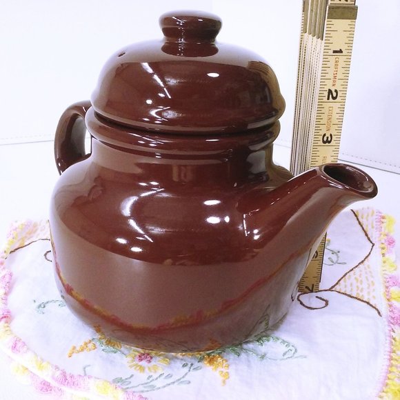 Vintage 1983 Rondo Gailstyn Japan Collectible Teapot Round 'Brown Betty' 6-cup - Picture 5 of 10